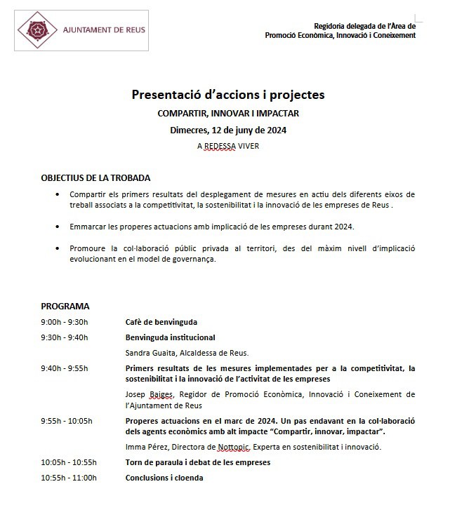 2.02.4.07 - Promoure i facilitar la generació de sinèrgies entre les empreses de Reus i el territori.